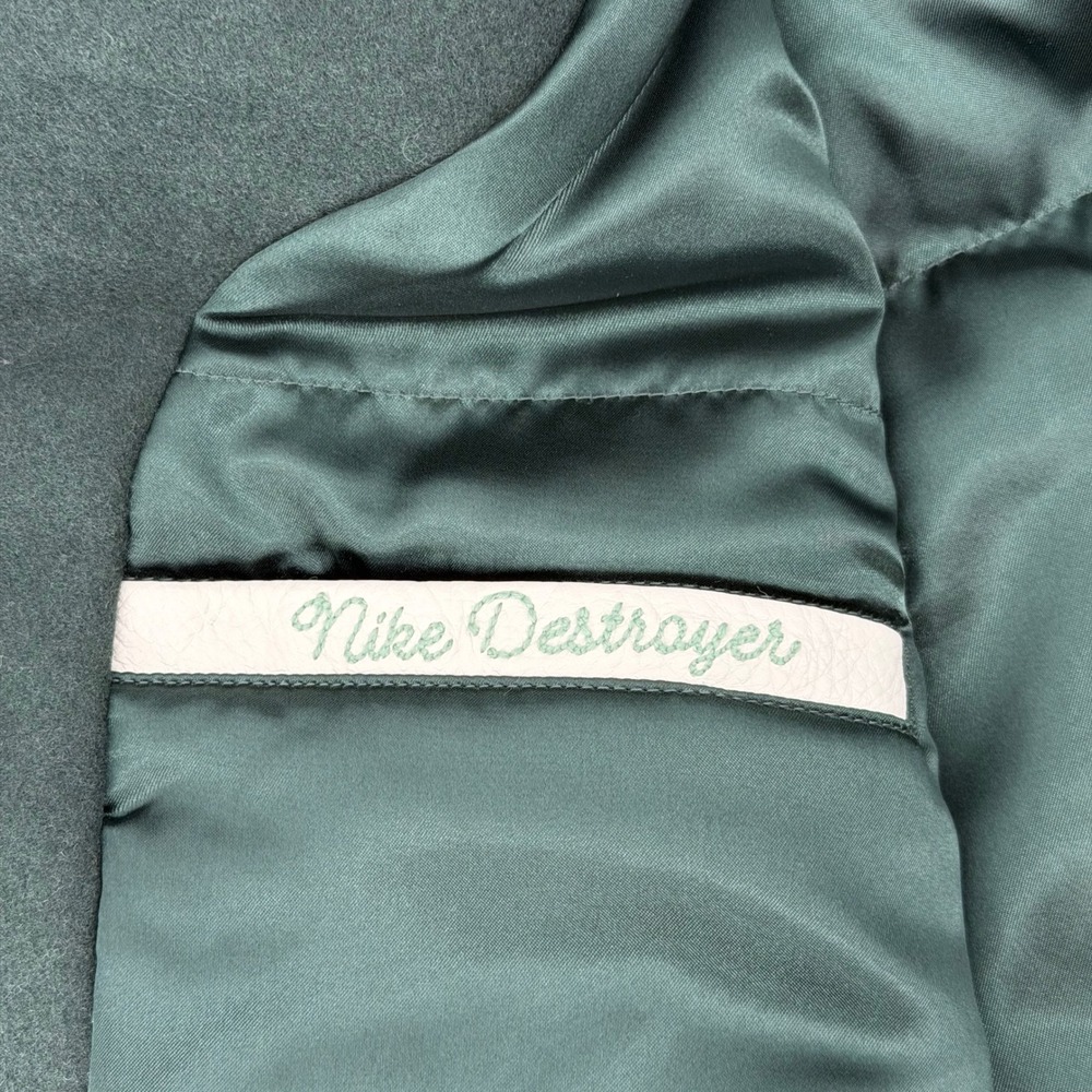 NWT Nike Destroyer Varsity Bomber Jacket Leather Green Cream $500 Retail Wmns L - Picture 6 of 16